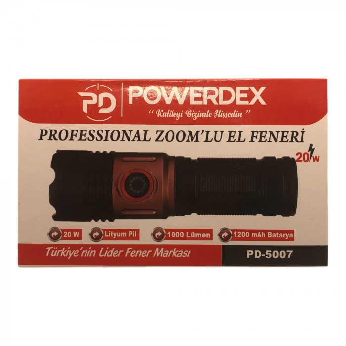 Powerdex Pd-5007 Profesyonel Şarjlı 20w 1000 Lümen El feneri