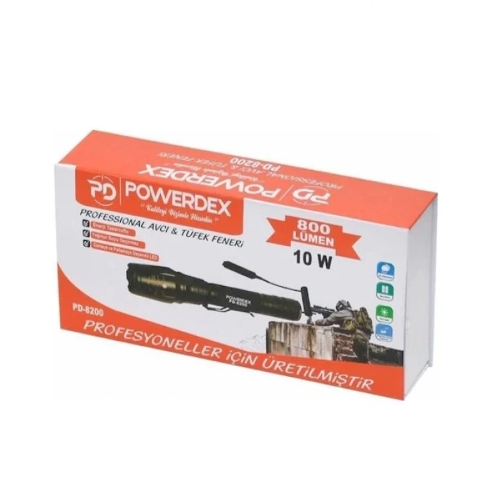 Powerdex PD-8200 10W 800 Lümen Taktik Avcı Tüfek Feneri
