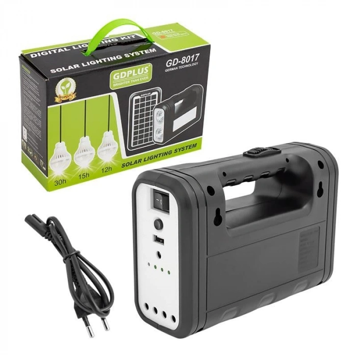 Powermaster GD-8017T Solar Panelli 3 Ampullü Solar Aydınlatma Sistemi