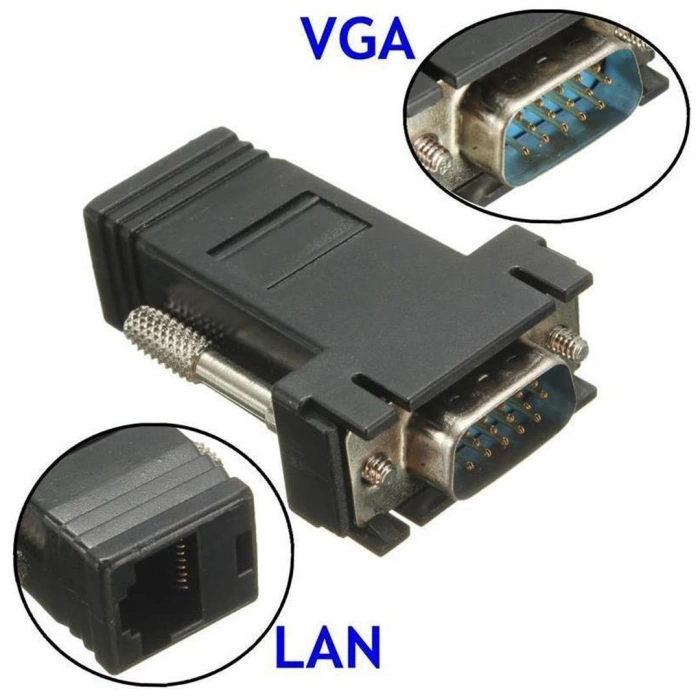 Powermaster PM-6859 VGA to RJ45 Cat5/Cat6/Cat7 Mini Extender Uzatıcı Adaptör