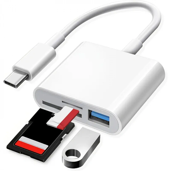 SD, TF ve Mikro SD Kartlar için 3ü 1 Arada USB Tip-C Kart Okuyucu