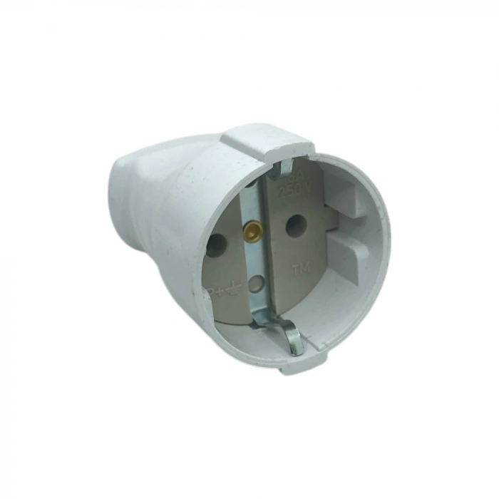 Seyyar Topraklı Dişi Fiş Beyaz