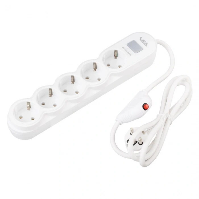 Vea VA-21569 5li Anahtarlı 1.5 Metre Akım Korumalı Priz Beyaz