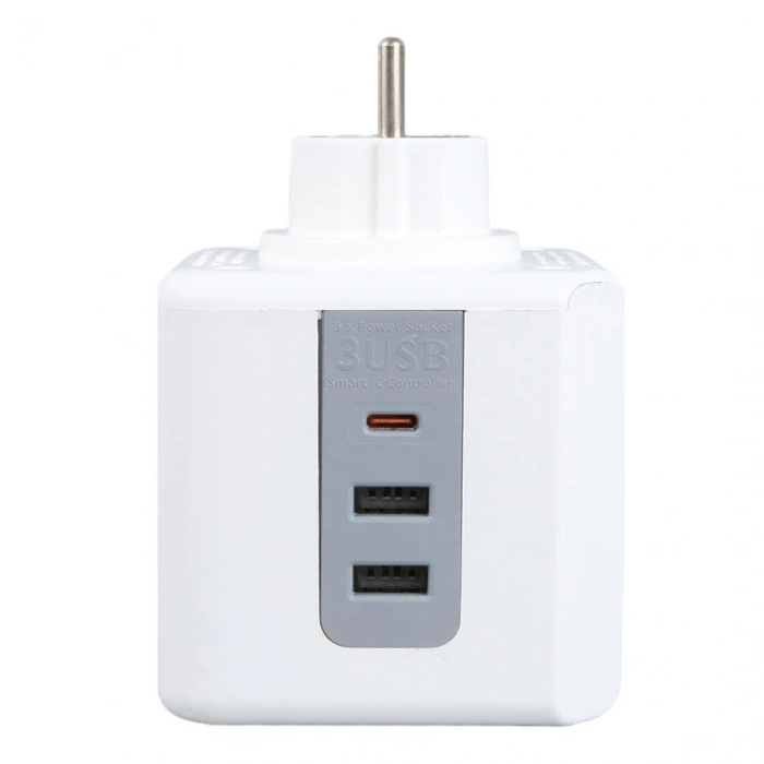 VEA VE-23089 2x USB 1x Type-C 3lü Çocuk Ve Termal Korumalı Grup Priz