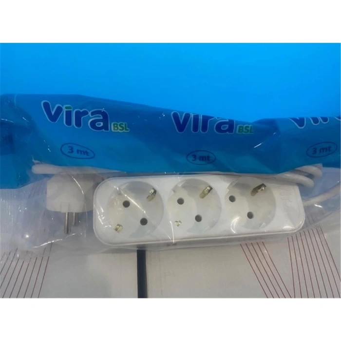 Vira 3Lü Topraklı 3 metre Anahtarsız Grup Priz