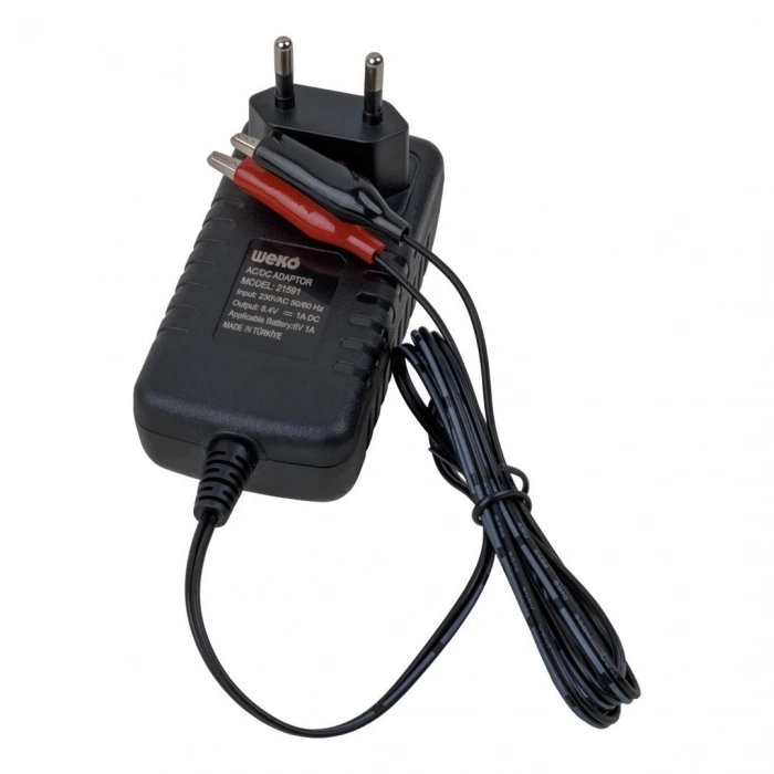 Weko 8.4 Volt - 1 Amper Krokodil Uçlu Kırmızı Yeşil Ledli Yerli Üretim Akü Şarj Cihazı