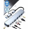 8in1 Alüminyum 4xUSB 1xType-C 3.5mm Jak TF/SD USB HUB Çoklayıcı Telefon