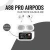 A88 Pro OLED Ekranlı ANC/ENC Destekli 5.3 Beyaz Bluetooth Kulaklık Beyaz Ekranlı Kulaklık