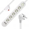 Vea VA-21562 5li 3 USBli 1.5 Metre Akım Korumalı Priz Beyaz