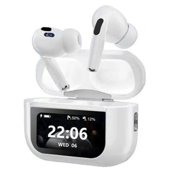 A88 Pro OLED Ekranlı ANC/ENC Destekli 5.3 Beyaz Bluetooth Kulaklık Beyaz Ekranlı Kulaklık