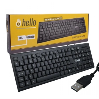 Hello HL-4809 Siyah Usb Kablolu Standart Türkçe Q Klavye