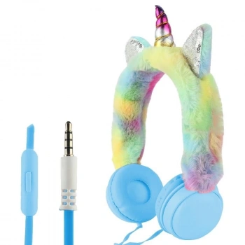 Powermaster 3.5 Mm Jack Kablolu Peluş Unicorn Kulaküstü Kulaklık AH-007