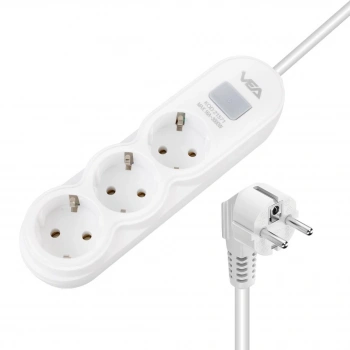 Vea VA-21571 3lü Anahtarlı 1.5 Metre Akım Korumalı Priz Beyaz