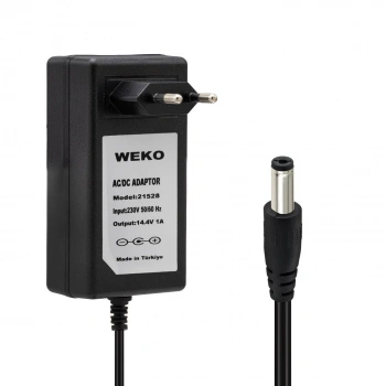 Weko 14.4 Volt - 1 Amper 5.5*2.5 Uçlu Plastik Işıklı Kasa Priz Tip Adaptör