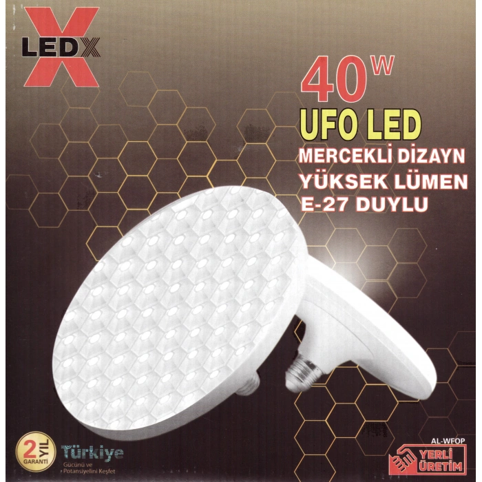Ledx AL-WFOP Mercekli Dizayn 40 Watt Yüksek Lümen E27 Duylu Beyaz Ufo Led