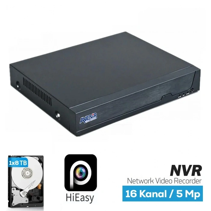 16 Kanal 5 MP’e Kadar 1×8 TB HDD NVR Kayıt Cihazı AV-NVR16H