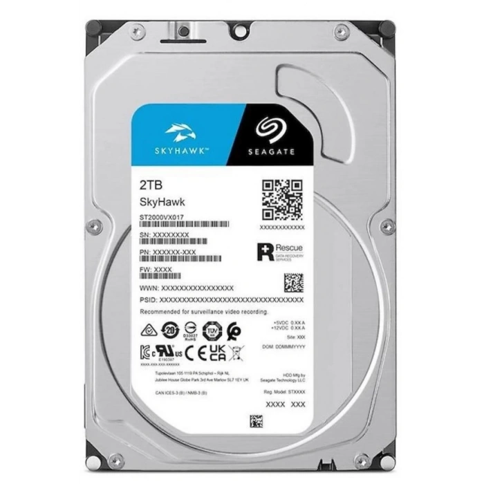 2TB 7/24 SEAGATE SKYHAWK 5900RPM 3.5 SATA 3 6Gbit/s 256MB Güvenlik Kamerası Diski ST2000VX08