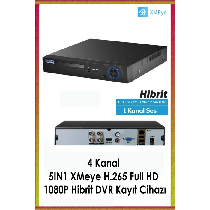 4 Kameralı AHD Set 250GB 3030- 5MP Sony Lensli HD Gece Renkli Güvenlik Kamerası Sistemi -Cepten izle