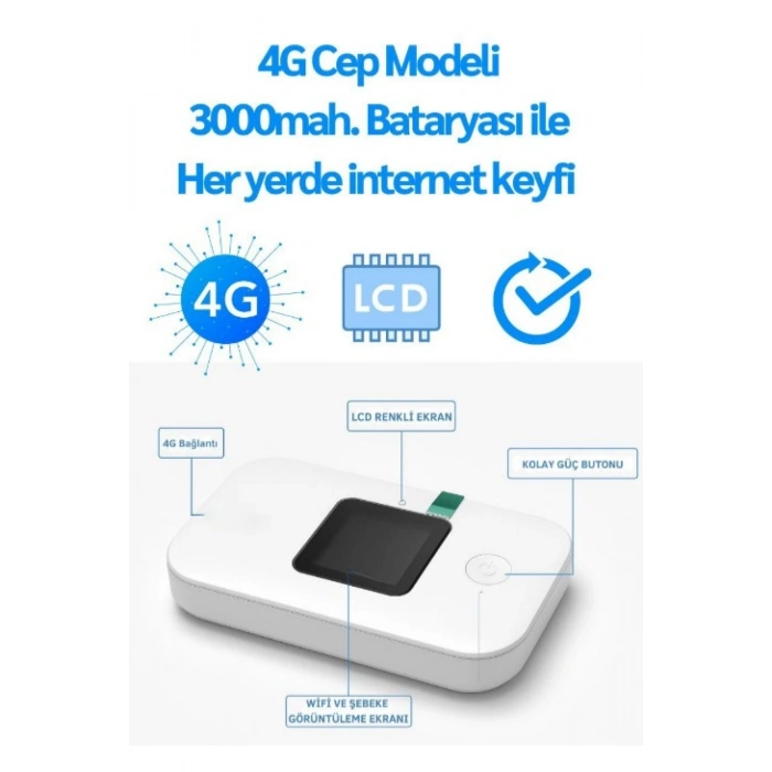 4G/5G A8-E Mobil Sim Kartlı WiFi Router 300Mbps Kablosuz 3000mAh Taşınabilir Hotspot Cep Modem