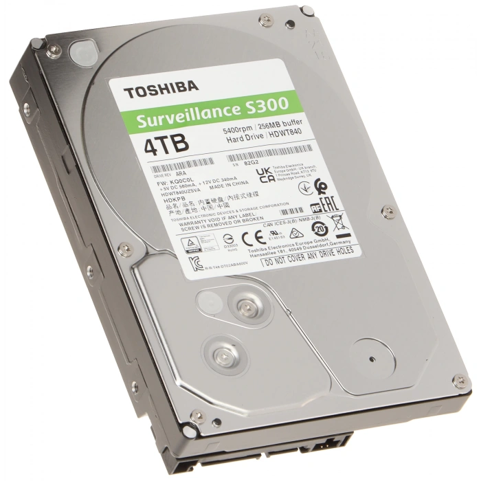4TB 7/24 TOSHIBA S300 (Disp. TR Toshiba Garantili) 5400RPM 3.5 SATA 3 6Gbit/s 256MB Güvenlik Kamerası Diski HDWT840UZSVA