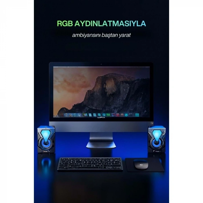Sprange SR-PN785 2.0 RGB Işıklı Multimedia 5V 3W*2 Gaming Oyuncu Speaker -Siyah
