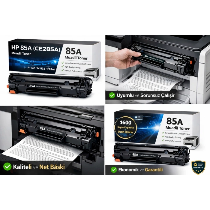 HP 85A Muadil Toner CE285A - P1102 / M1132 / M1212 - Siyah - 1600 Sayfa