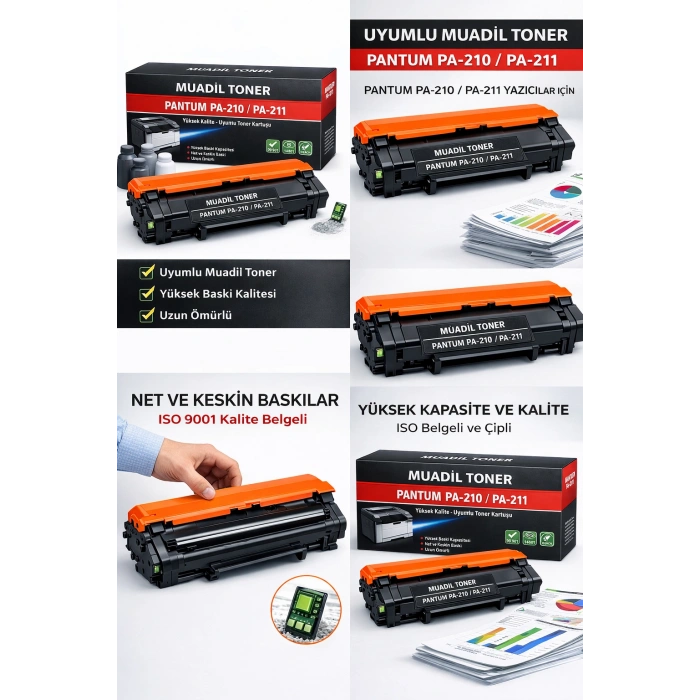 Pantum PA-210 / PA-211 Muadil Toner | P2500W / M6500W / M6550NW Uyumlu | Siyah 1600 Sayfa