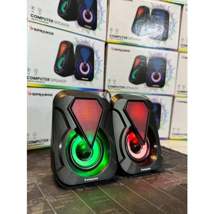 Sprange SR-PN785 2.0 RGB Işıklı Multimedia 5V 3W*2 Gaming Oyuncu Speaker -Siyah