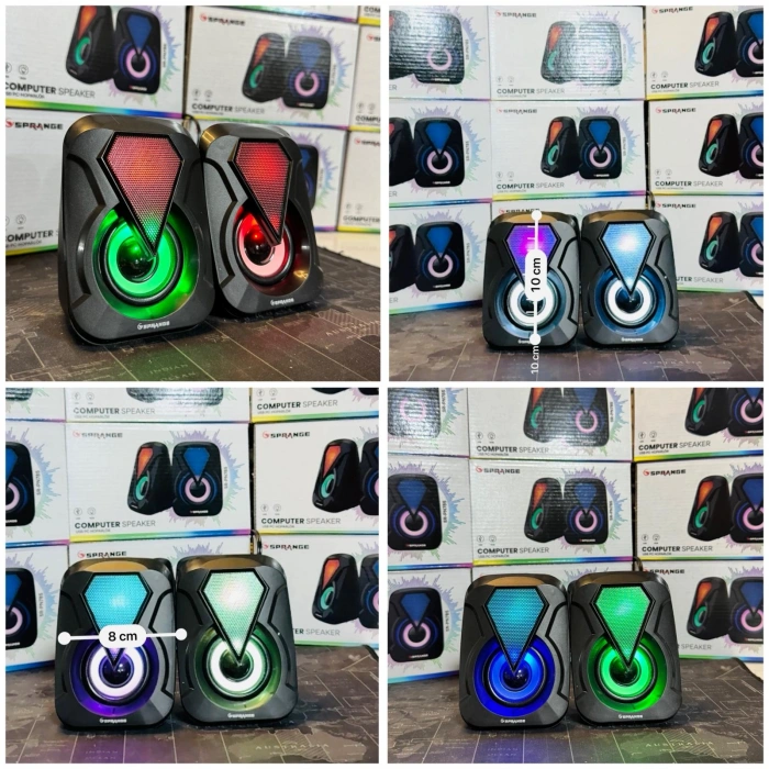 Sprange SR-PN785 2.0 RGB Işıklı Multimedia 5V 3W*2 Gaming Oyuncu Speaker -Siyah