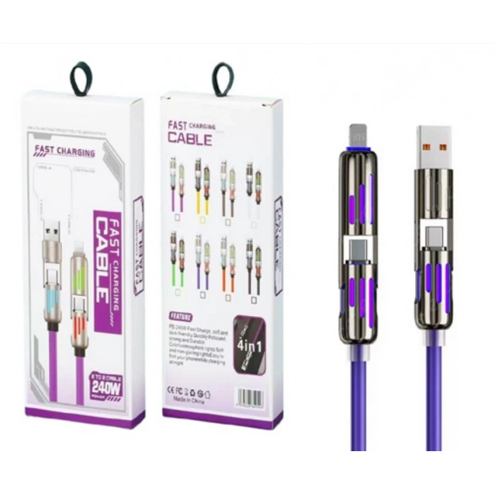 Platoon PL-8933 240W 2in1 Type-C to Type-C / iOS / USB Hızlı Şarj ve Data Kablosu