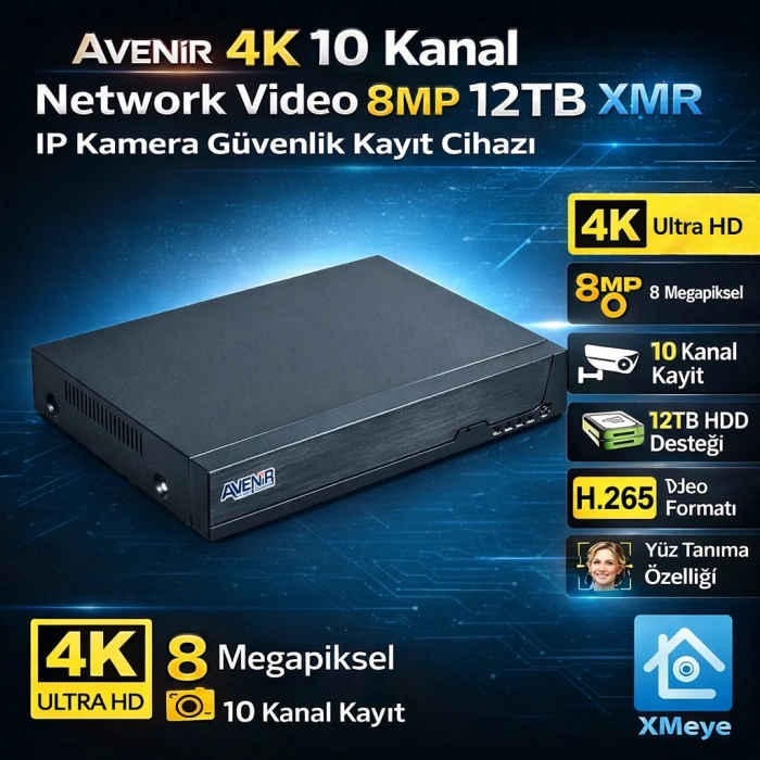 J-TECH 5MP Sesli 9090 iP Renkli Gece Görüşlü 8 Li 500GB Akıllı Güvenlik Kamera Seti – Yüz ve Araç Tanıma