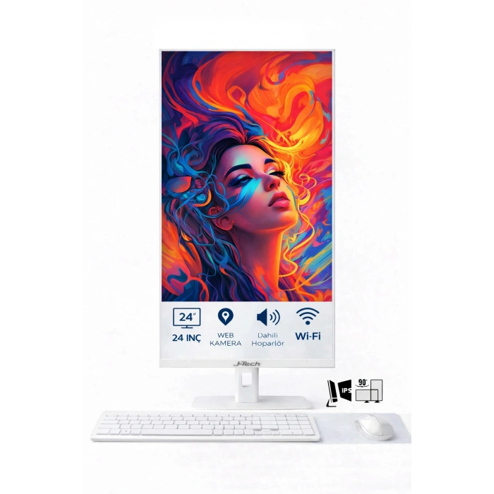 J-TECH Lumina i7 6700 16GB RAM 256GB SSD 24 Pivot - Webcam - WiFi All in One Bilgisayar