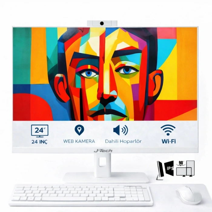 J-TECH Alpha i3 6100 16GB RAM 256GB SSD 24 Pivot - Webcam - WiFi All in One Bilgisayar