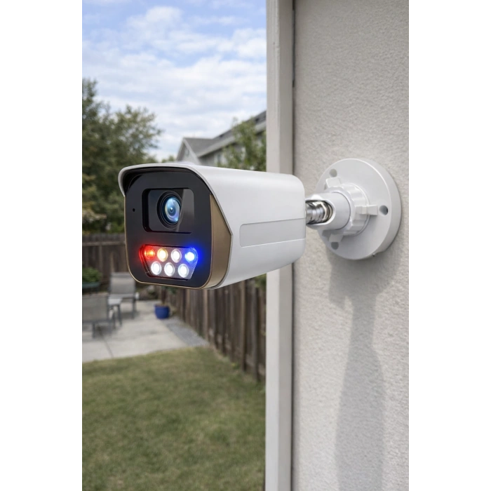 J-TECH JT-112 5MP PoE Sesli IP Bullet Metal Güvenlik Kamerası Çakar LED