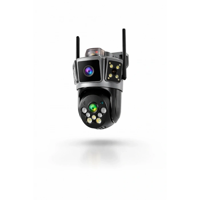 S7-G O-KAM PRO APP 3+3MP Çift Kamera Sirenli PTZ Kablosuz Wifi IP Sesli Kamera