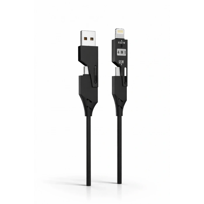 Platoon PL-8633 4 in 1 Hızlı Şarj Kablosu 65W PD USB-A Lightning Type-C USB Çoklu Şarj Data Kablosu