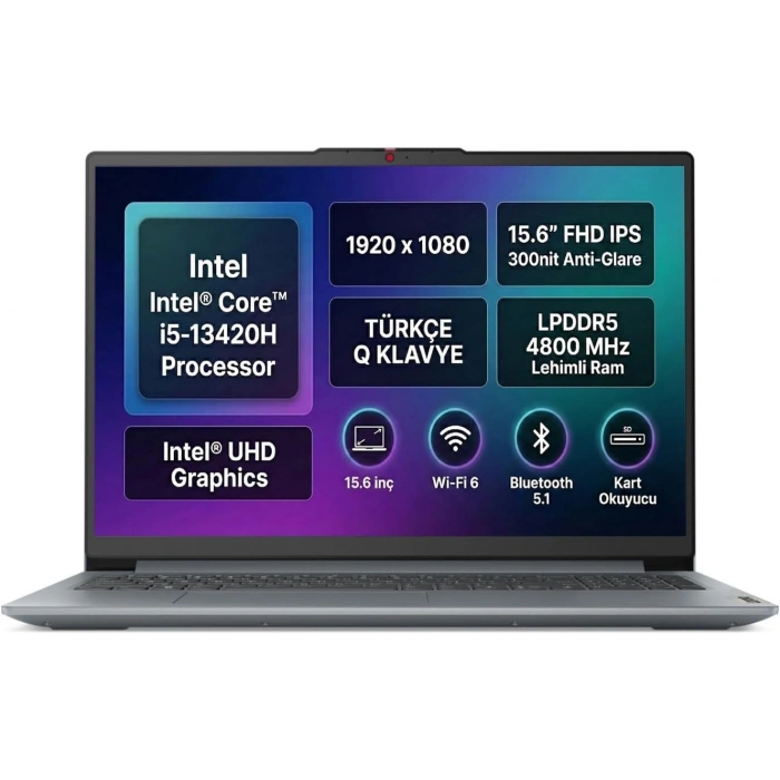 Lenovo IdeaPad Slim 3 15IRH8 Intel Core i5-13420H 8GB 512GB SSD 15.6 FHD Freedos Laptop, Notebook 83EM00C7TR