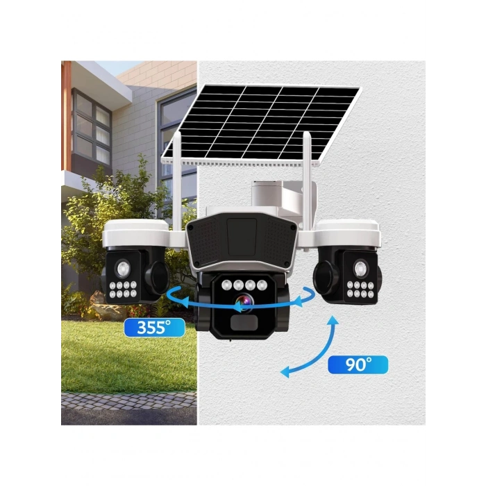 V380 PRO RX-95G 9MP (3+3+3) 3 Kameralı UltraHD 4G Güneş Enerjili Akıllı Güvenlik Kamerası