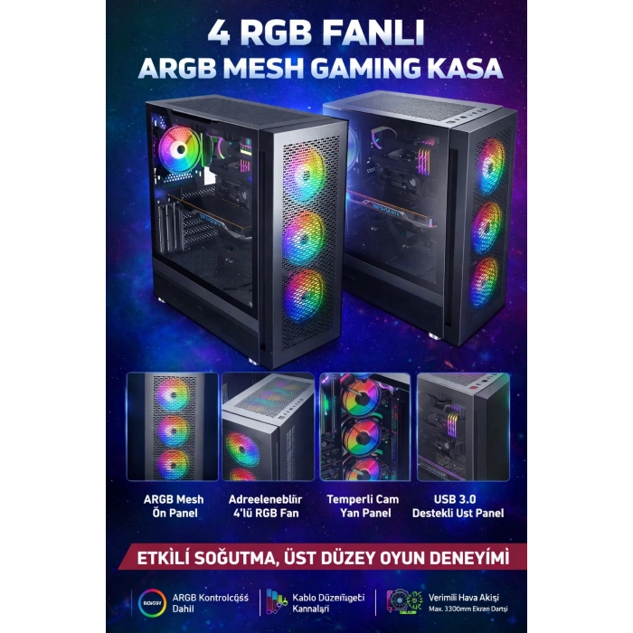 J-TECH Critical i5 3470 16GB 256GB SSD GDDR5 R7240 4GB Oyuncu Masaüstü Bilgisayar