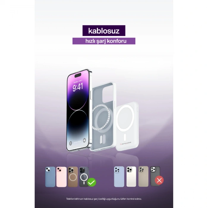 SPRANGE SR-P28M 12000mAh Magsafe Powerbank 15W Kablosuz Şarj, 20W PD Hızlı Şarj, LCD Ekranlı, Standlı