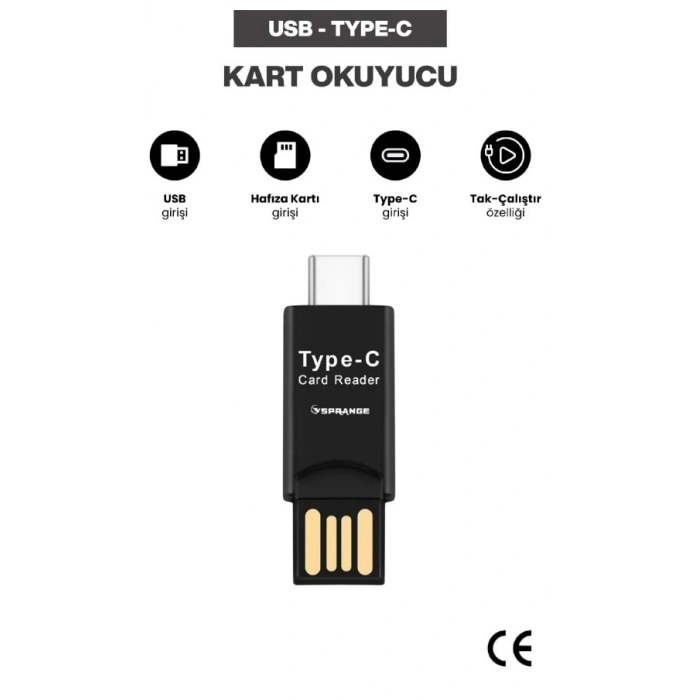 SPRANGE SR-02 Usb To Type-C Kart Okuyucu