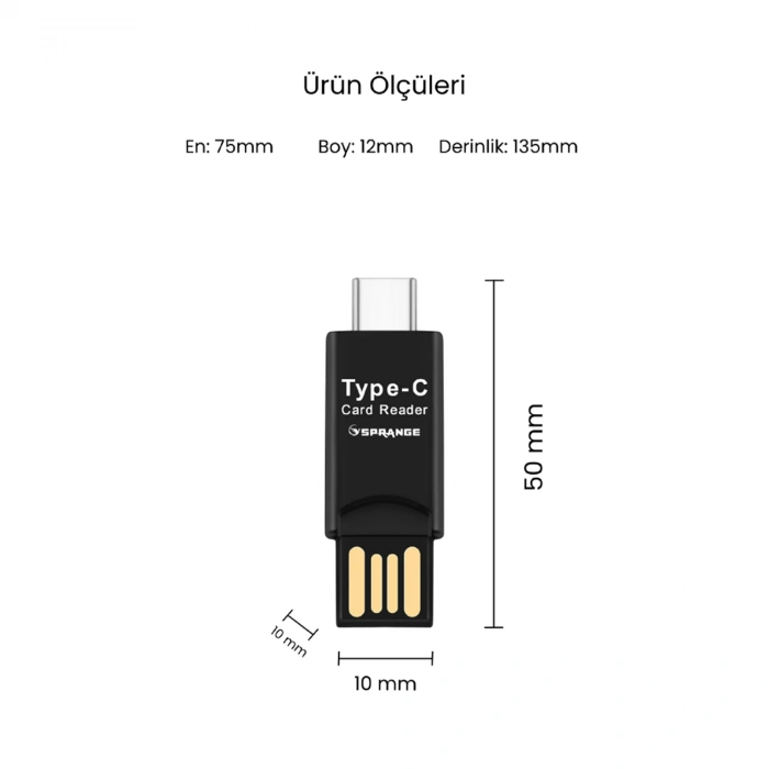 SPRANGE SR-02 Usb To Type-C Kart Okuyucu