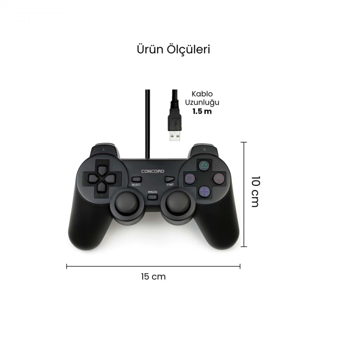 C-850 X2 İkili Usb Kablolu Joystick Gamepad Oyun Kolu Pc Tv Bilgisayar Laptop Uyumlu