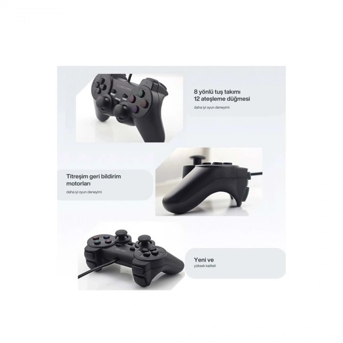 Concord C-850 PC Uyumlu Titreşimli Joystick Oyun Kolu Gamepad