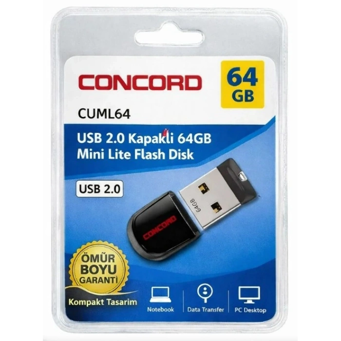 Concord CUML64 64GB USB 2.0 Kapaklı Mini Lite Flash Bellek