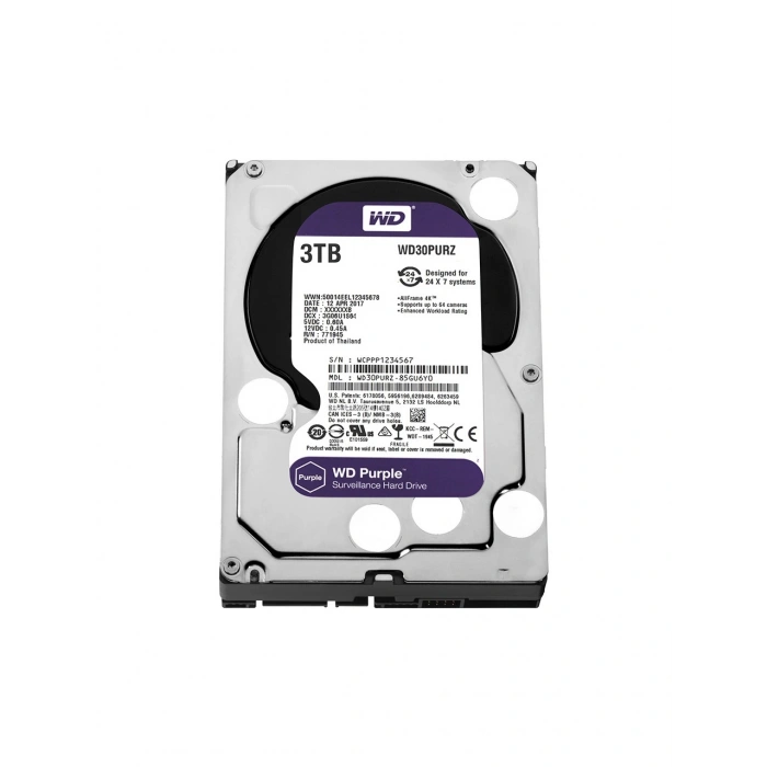 WD Purple 3TB 3,5 SATA III 6Gbit/s 64MB 7/24 Güvenlik Kamerası Diski WD30PURZ