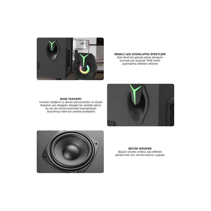 Bluetooth D37 Hoparlör 2in1 Subwoofer Rgb Işıklı Bilgisayar Hoparlörü Speaker