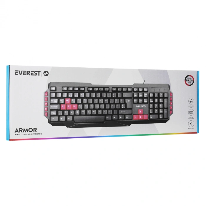 Everest KB-G7 ARMOR Siyah USB Q Gaming Oyuncu Klavyesi