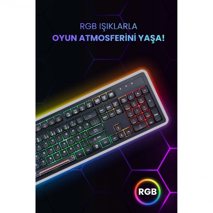 CONCORD C-66 Gaming Işıklı Chocolate Q Klavye Style & Mouse