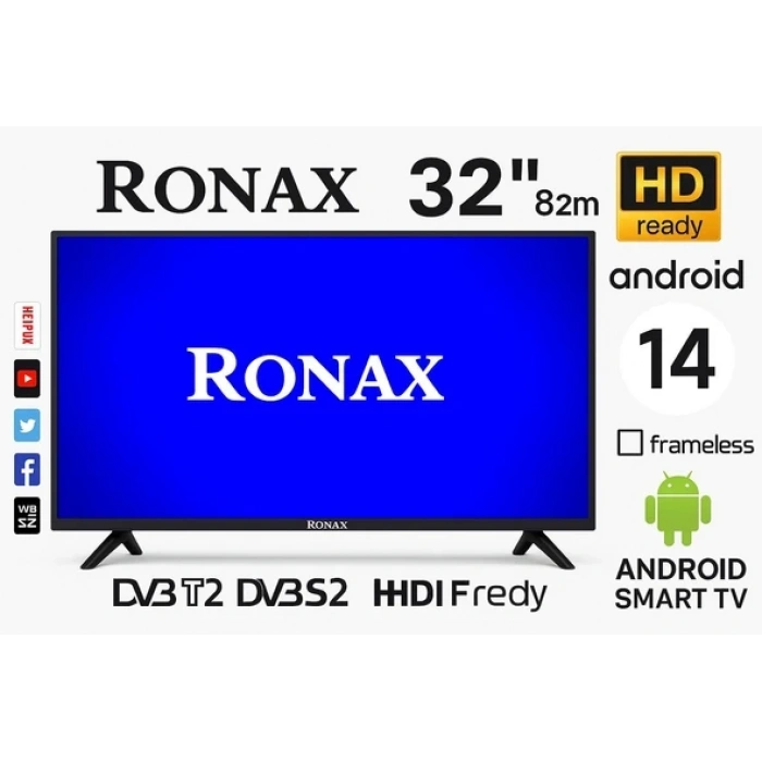 Ronax 32 (82 Ekran) Android Smart LED TV – Dahili Uydu Alıcılı Wi-Fi YouTube & Netflix